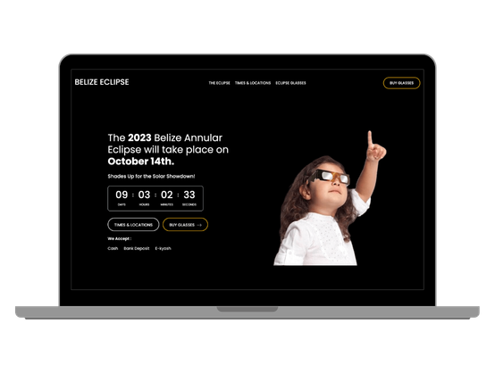 Flash sale landing page for eclipse glasses